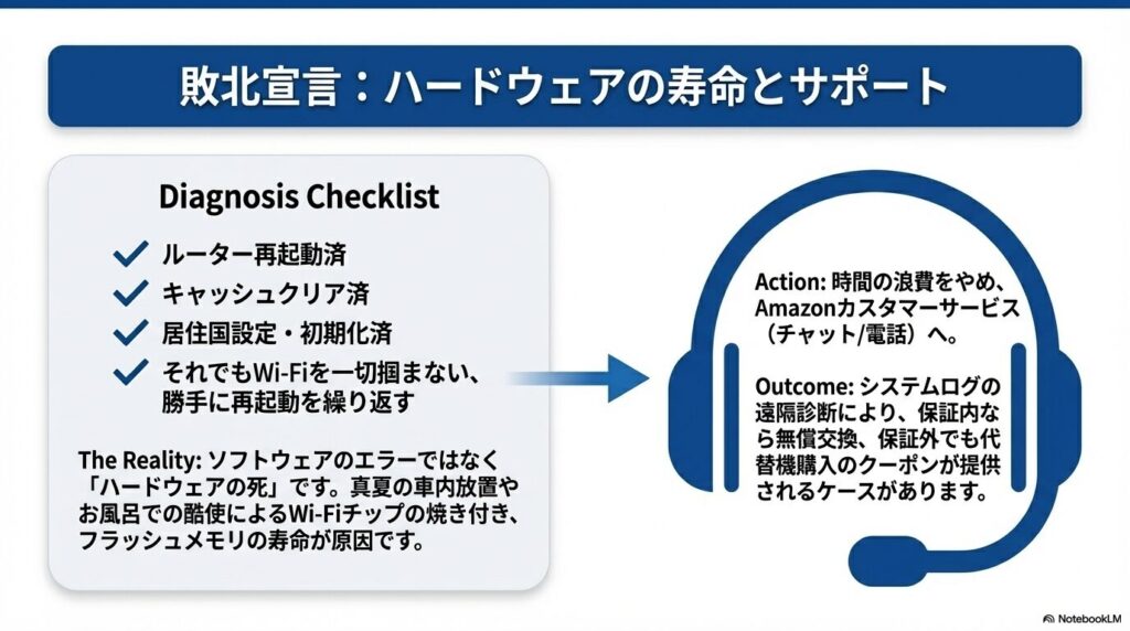 ハードウェア故障が疑われるKindle端末の診断チェックリストとAmazonカスタマーサポートへの対応
