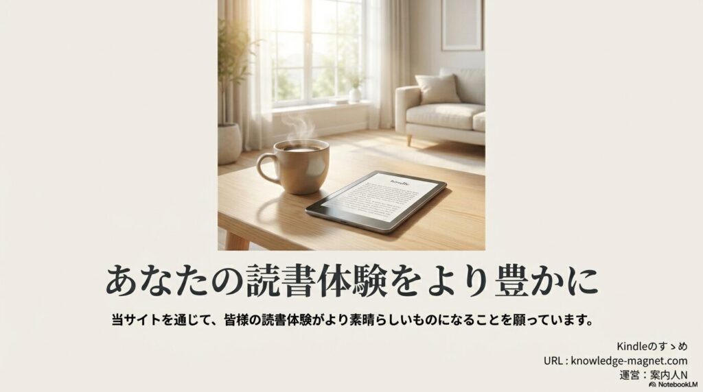 コーヒーを飲みながらリビングでKindleの読書を楽しむ、豊かで快適な時間