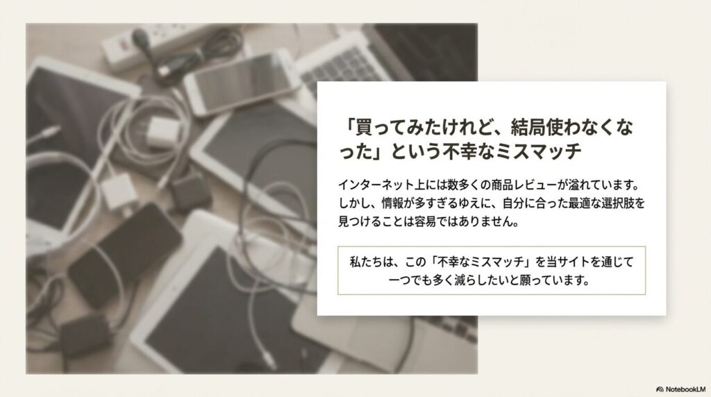 「買ってみたけれど使わなくなった」という不幸なミスマッチを防ぐ決意
