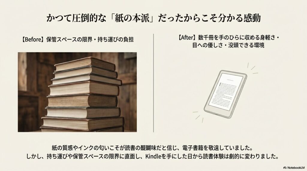 かさばる紙の本から身軽なKindleへ移行したことによる読書体験の劇的な変化