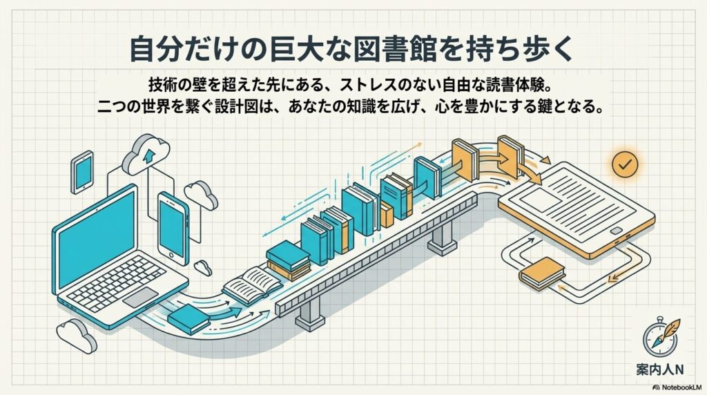 iCloudとKindleを連携させてデバイスを跨いだ読書を楽しむ案内人Nのイメージ